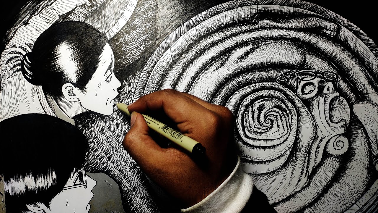 Drawing a Manga page(#13) || Junji Ito || Uzumaki