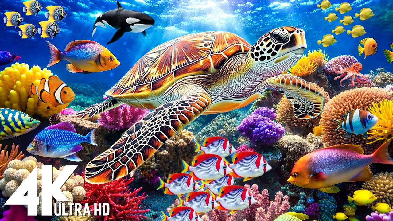 Under Red Sea 4K -Beautiful Coral Reef Fish in Aquarium, Sea Animals for Relaxation,4K Video UHD #18