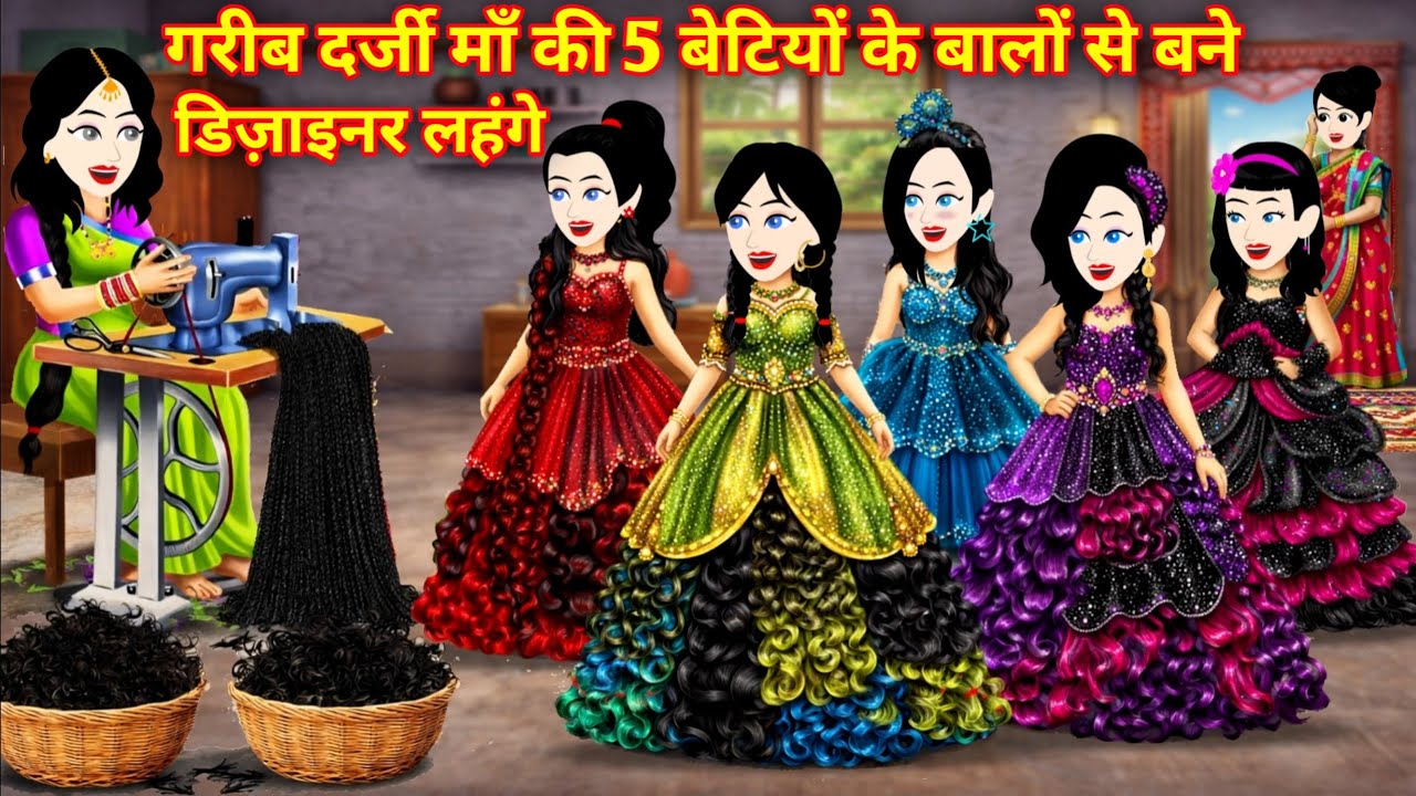 बेटियों के बालों से बना अनोखा लहंगा! 😱 गरीब दर्जी माँ की मजबूरी या चमत्कार? | Hindi Moral Stories