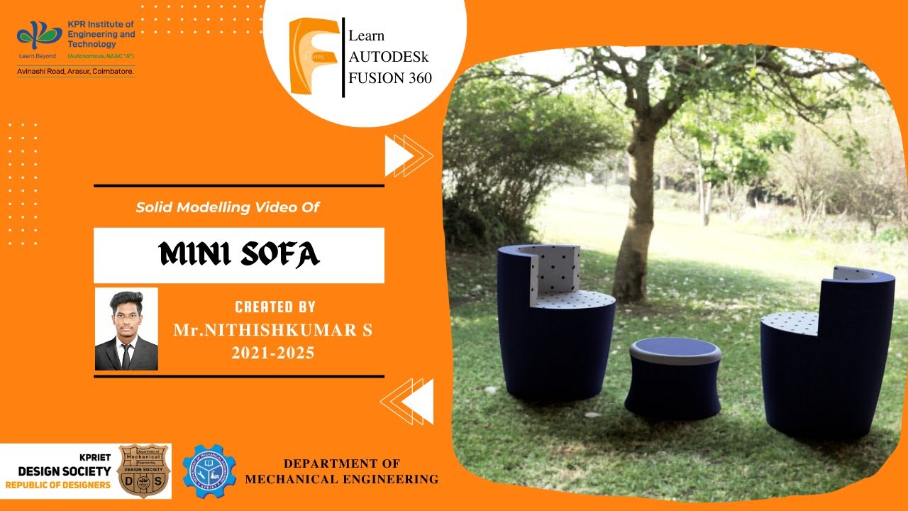 Solid Modelling of Mini Sofa using Autodesk Fusion 360 | KPRIET