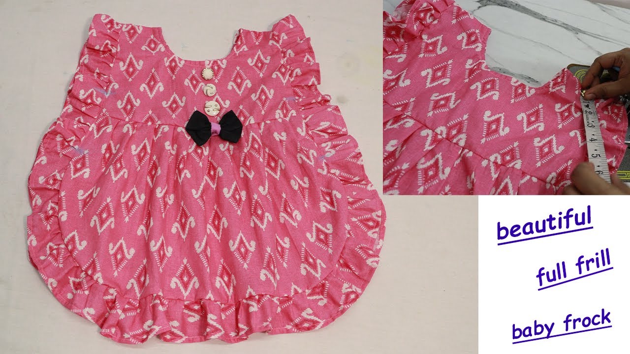 Designer Yoke Baby Frock Cutting and Stitching Very Easy\full frill baby frock
