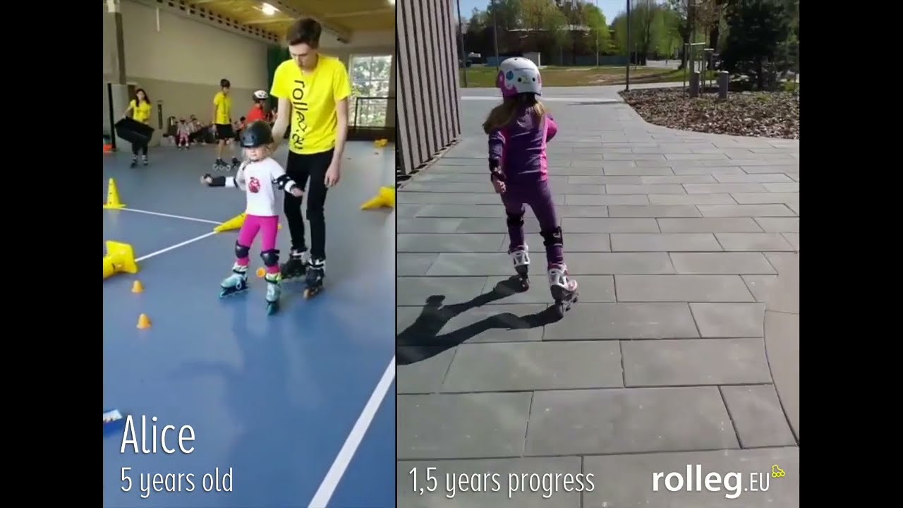 Inline skating &mdash; 1,5 years progress for 5 years old Alice