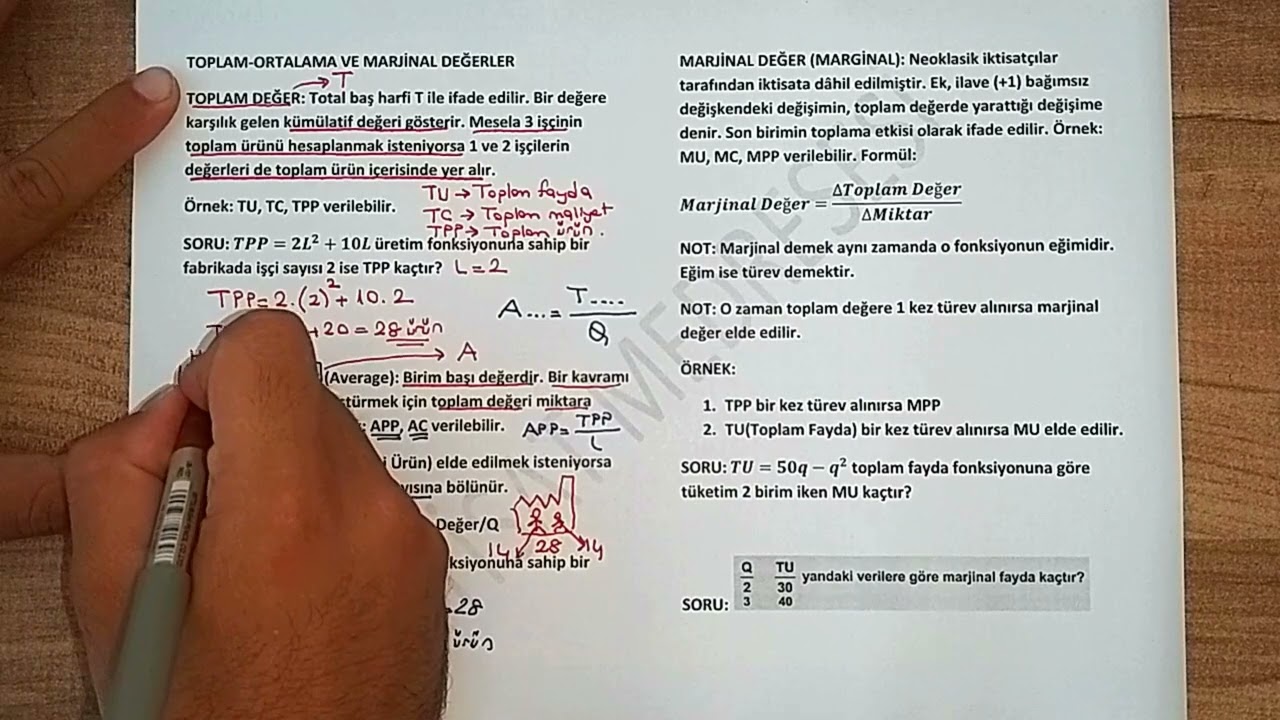 5) MİKRO İKTİSAT TEMEL KAVRAMLAR - V (Toplam-Ortalama-Marjinal Değerler ve Akım-Stok Değişkenler)