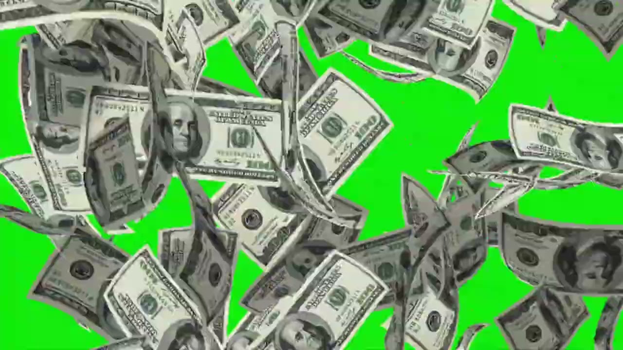 Dollar Bills Falling Green Screen | Realistic Money Rain Effect for Video Editing Chroma Key Footage
