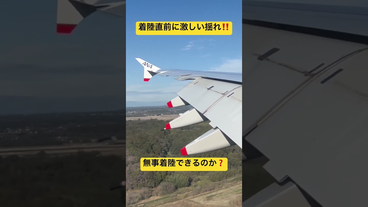 成田空港着陸直前に激しい揺れ‼️ #着陸 #ANA #フライングホヌ #成田空港