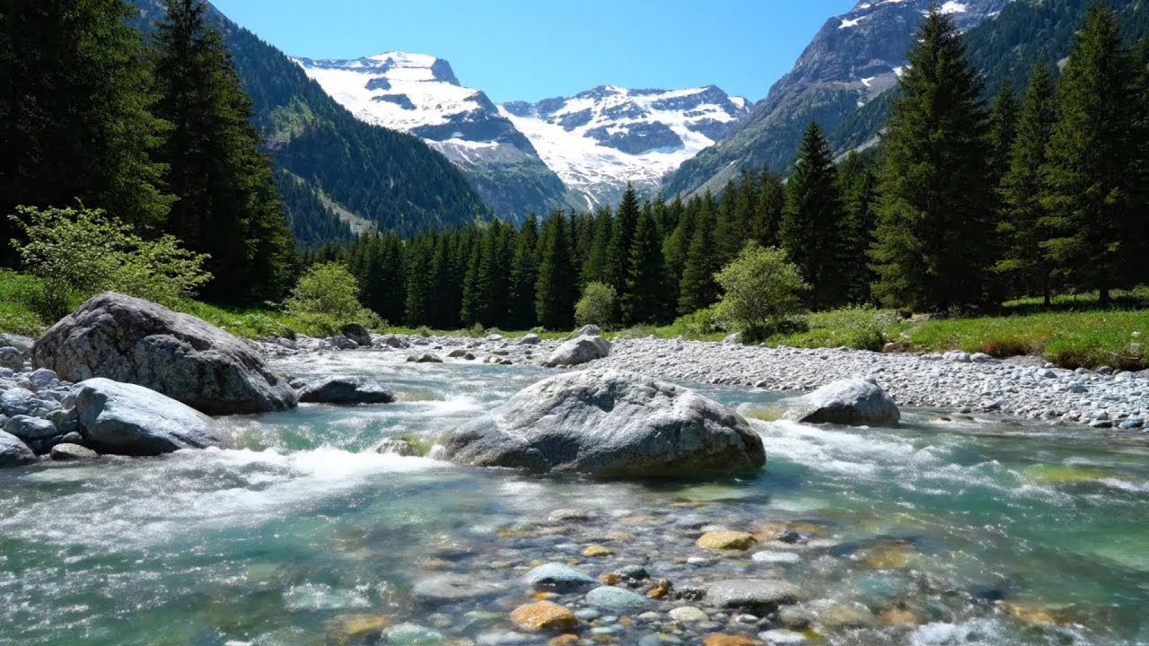 Deep Focus Teal River — Calm Mountain Stream for Study & Work