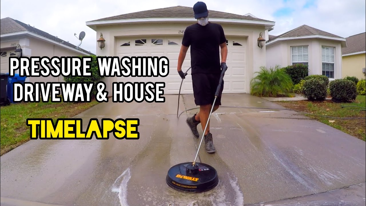 $450 PRESSURE WASHING JOB RECAP (TIME LAPSED) Ep. 19 Stucco House / Pavement Wash Pt. 1