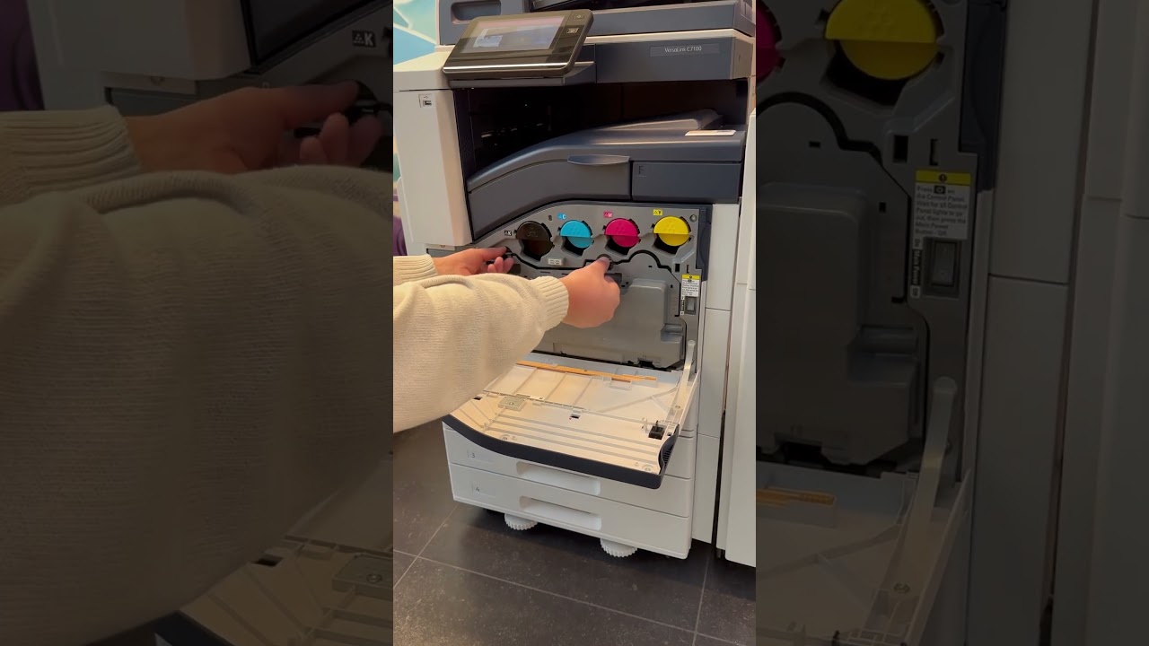 How to replace a waste container on the Xerox VersaLink C7100? #howto #shorts #printer #xerox