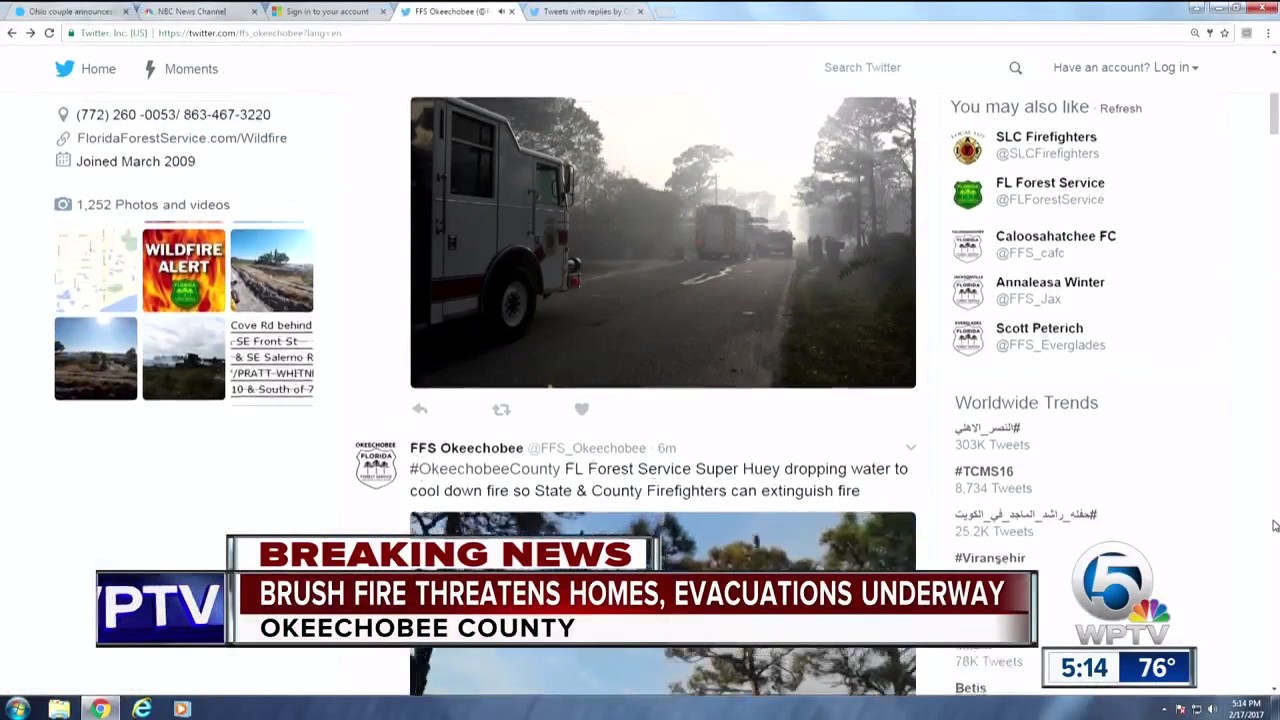 Brush fire forces evacuations in Okeechobee Co., sheriff's office says