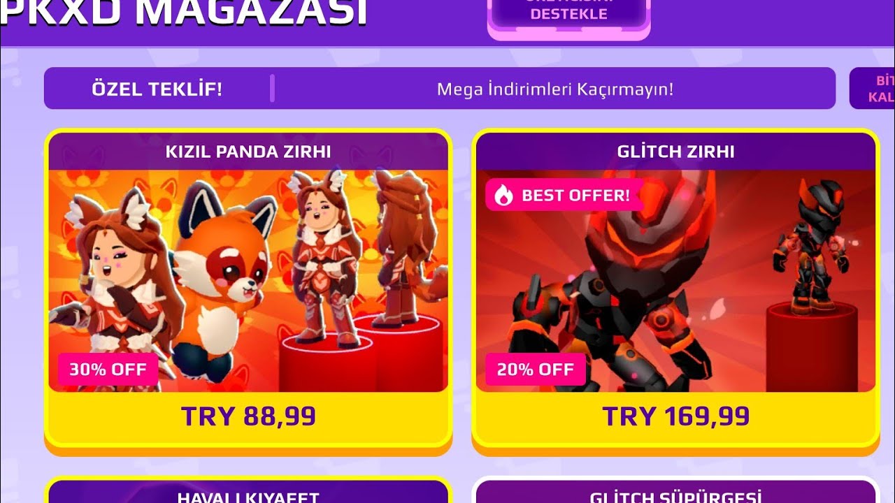 Glinch ve kızıl panda paketi aldım 😆