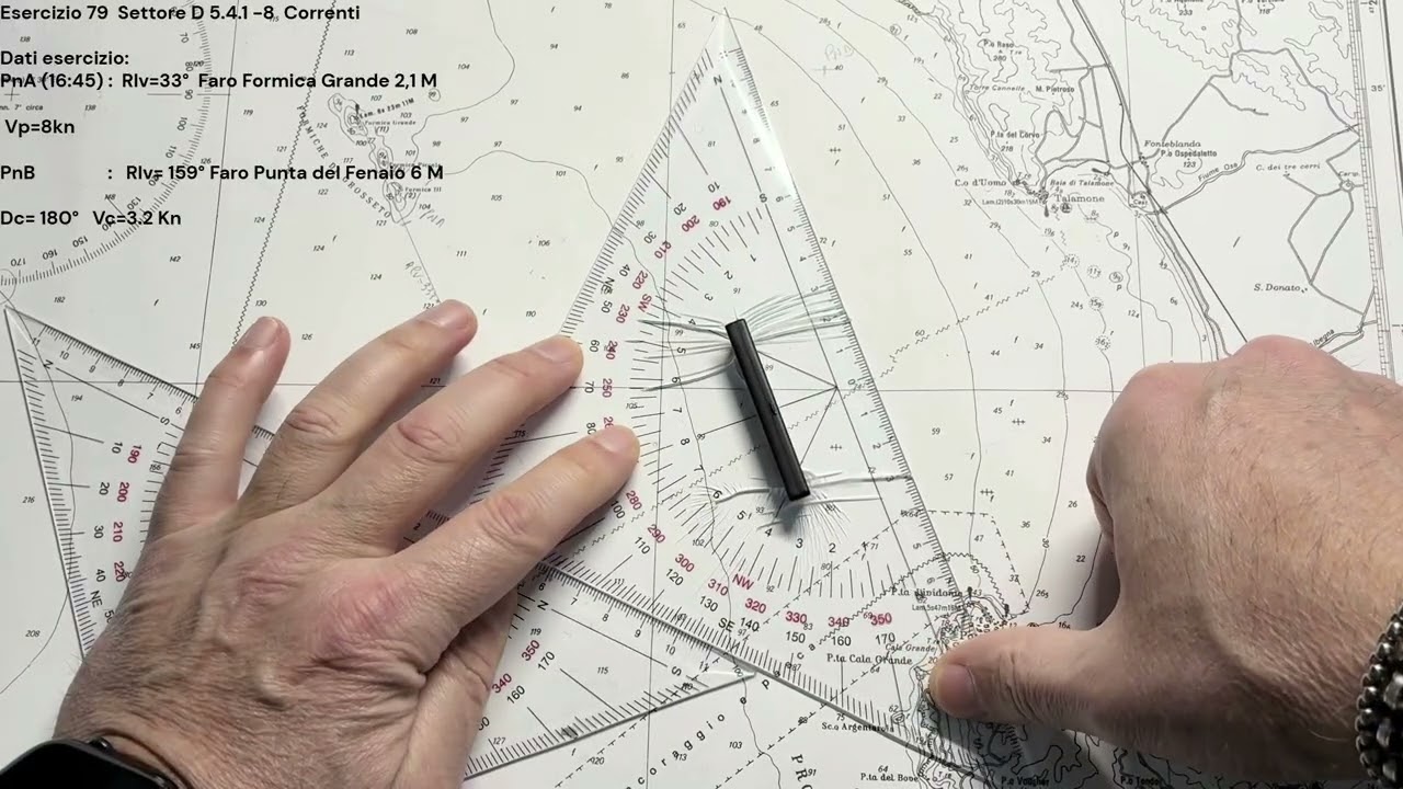 Patente Nautica ep. 79 - Carteggio Oltre Mappa 5D - Correnti (Esercizio 79 - 5.4.1-8)