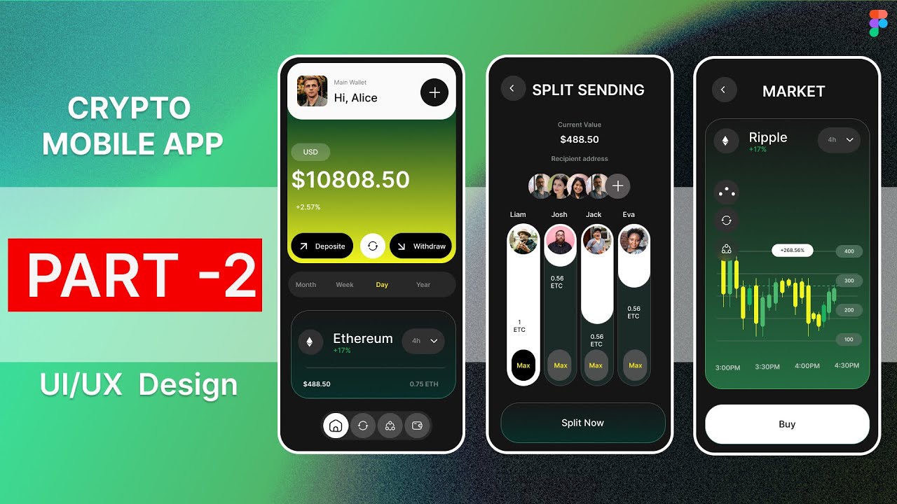 PART- 2  Crypto Mobile App design | How to design Crypto App in figma #figmatutorial