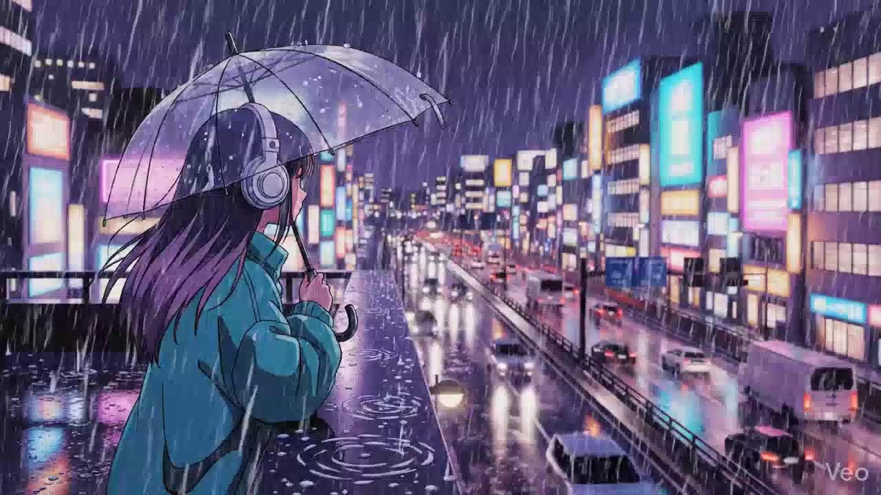 Night Rain Ambience 🌧️ Japanese Neon City Lofi