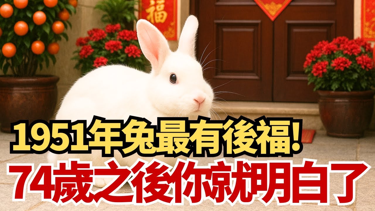 揭秘真相！為什麼說1951年的兔是「最有後福」的？74歲之後你就明白了！#生肖兔 #屬兔 #1951年 #辛卯年 #兔年運勢 #晚年運勢 #後半生 #命理 #生肖運程 #退休生活 #後福 #74歲