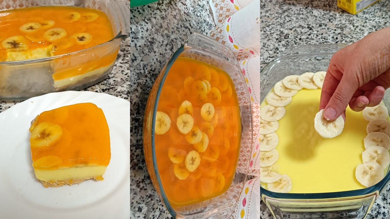 تحلية طبقات باردة بمذاق الفانيلا والبرتقال🍊منعشة سريعة التحضير