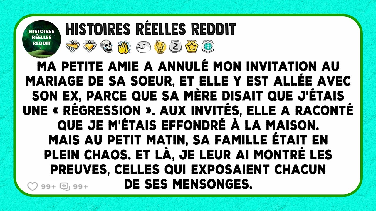 Ma petite amie a annulé mon invitation au mariage de sa sœur, et elle y est allée avec son ex...