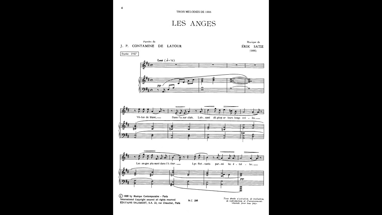 Erik Satie ~1886~ Trois M&eacute;lodies : 1. Les Anges
