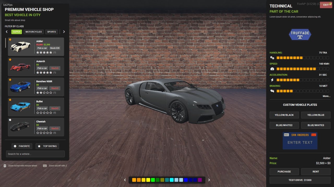 ambr4 Scripts - FiveM Vehicle Shop Customizable Dealership (QBCORE, ESX)