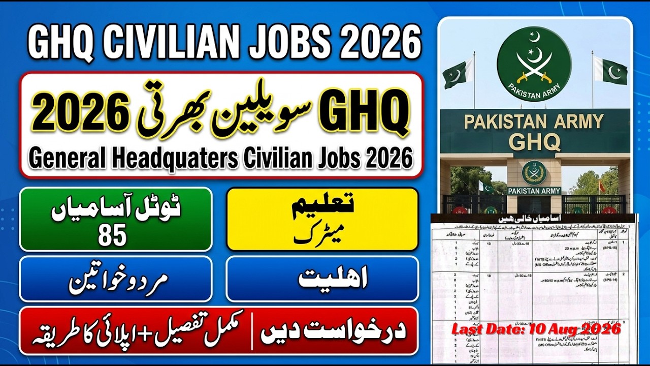 GHQ Civilian Jobs 2026 Apply Online | General Headquarters (GHQ) Civilian Jobs 2026 How To Apply