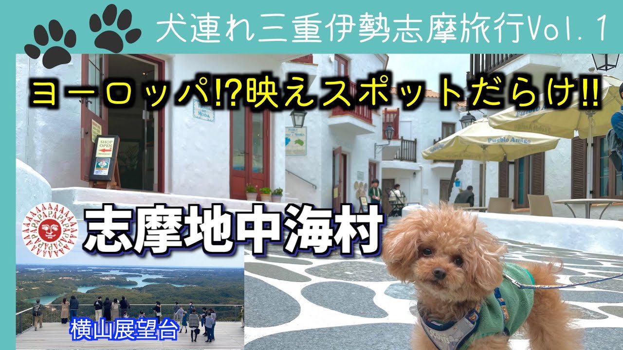 【伊勢志摩旅行①】まるで海外リゾート⁉ワンコと志摩地中海村へ!!横山展望台で英虞湾を一望！【横山展望台】【犬と旅行】【犬とお出かけ】【三重県】【犬同伴】＊３０