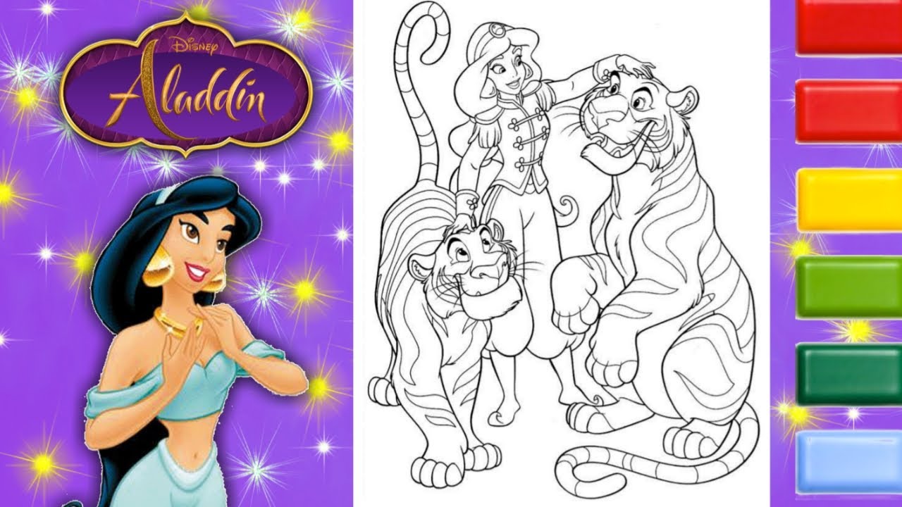 Disney Princess Jasmine Coloring Video #8 | Coloring Disney Princess Jasmine and Rajah