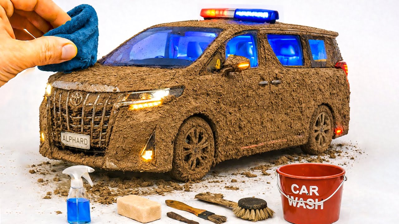 The surreal cleaning process of a 1:24 Toyota Alphard Police After an Extreme Off-Road Adventure🔥