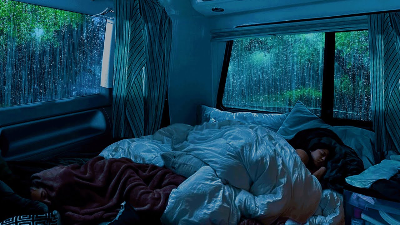 Rain & Thunder⛈️Sleep Instantly with Heavy Rain and Thunder on Cozy Car💤Relaxing Rain
