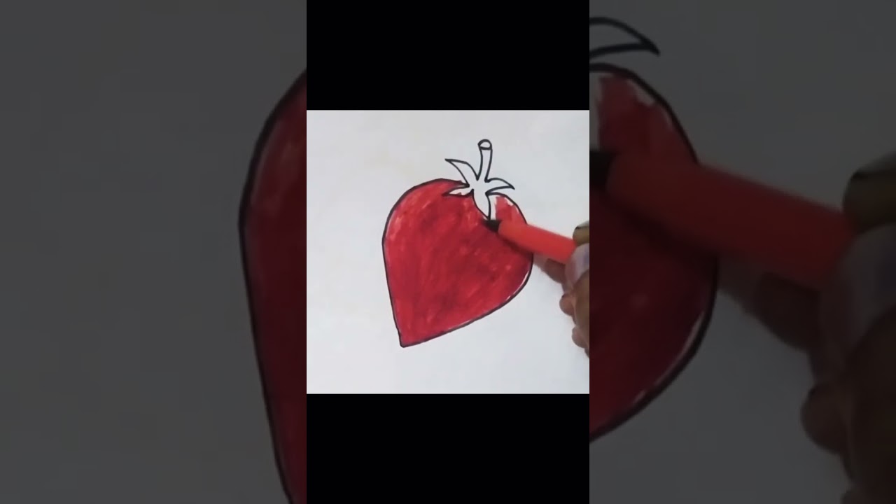 Easy 🍓 Strawberry Drawing #shorts #viralshorts #easydrawing