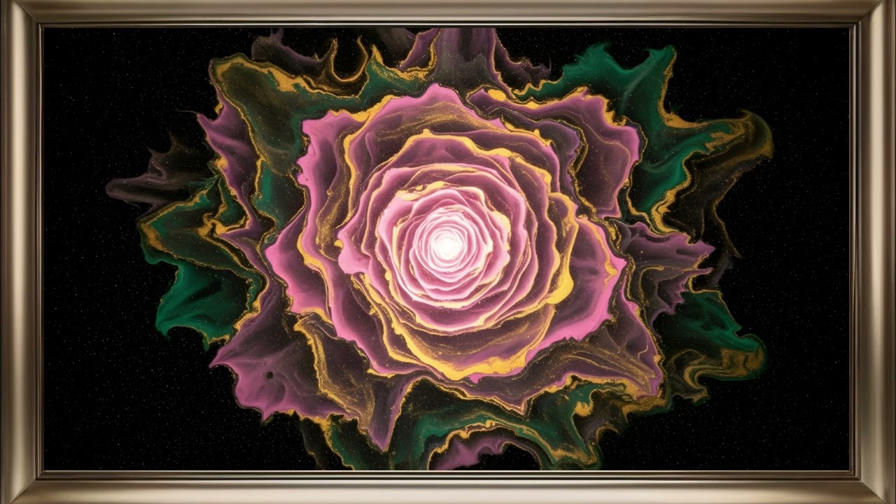 Heavenly Cosmic Rose Frame TV Art | Floral Screensaver Background For Your TV 🌹💫