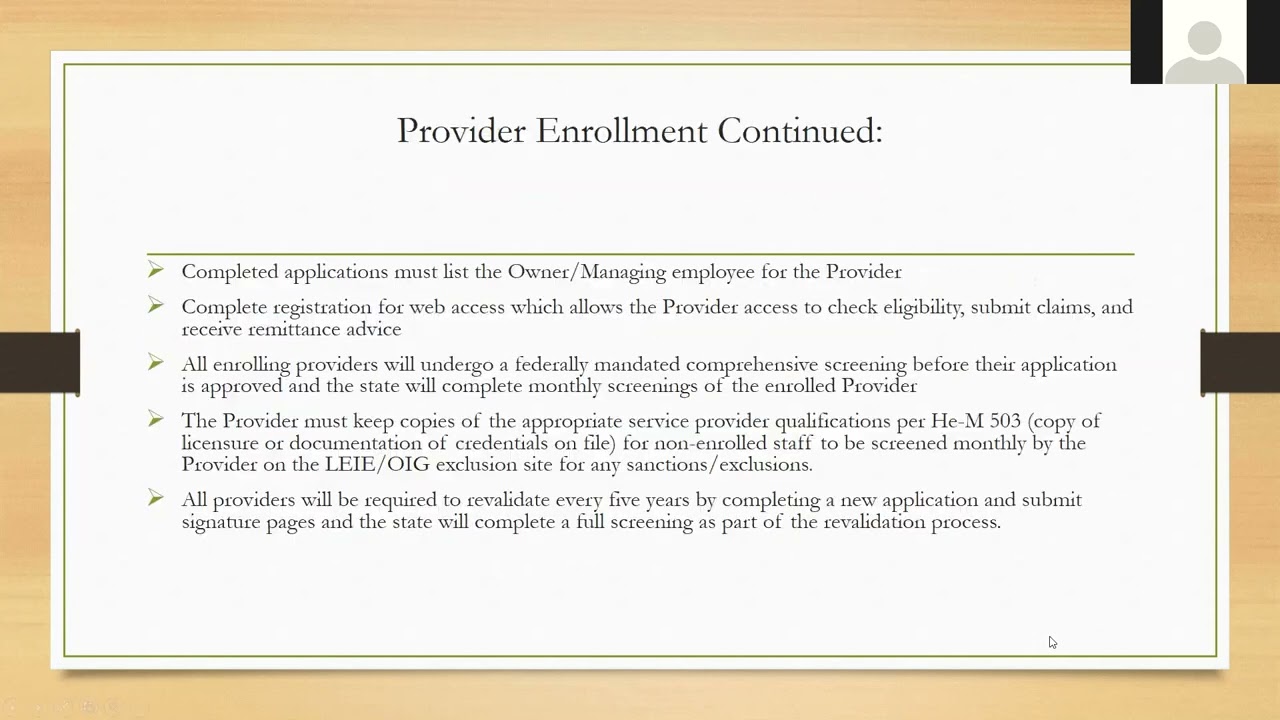 Medicaid Provider Enrollment Training