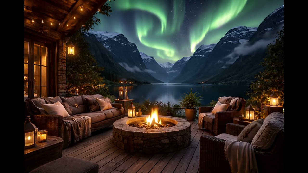 Instrumental Metal for Deep Focus (Cabin Lake View of Northern Lights, 1 Hour)