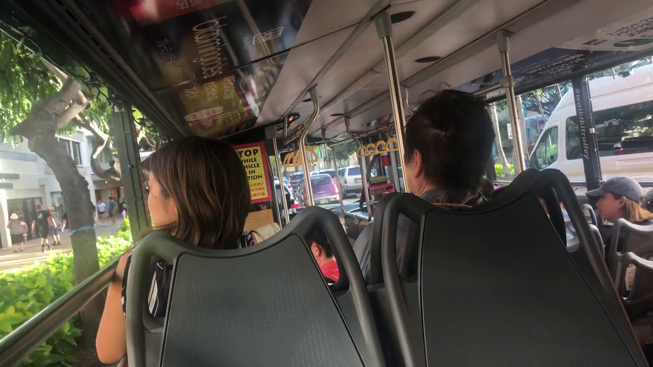 [Oahu] Waikiki Trolley Double Decker Bus #305 Route Pink Line