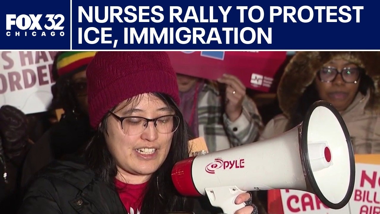 Nurses rally to protest ICE, immigration operations