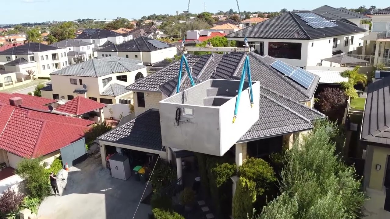 Install Of The AQUARIUS Pool! Crane Lift Over House!