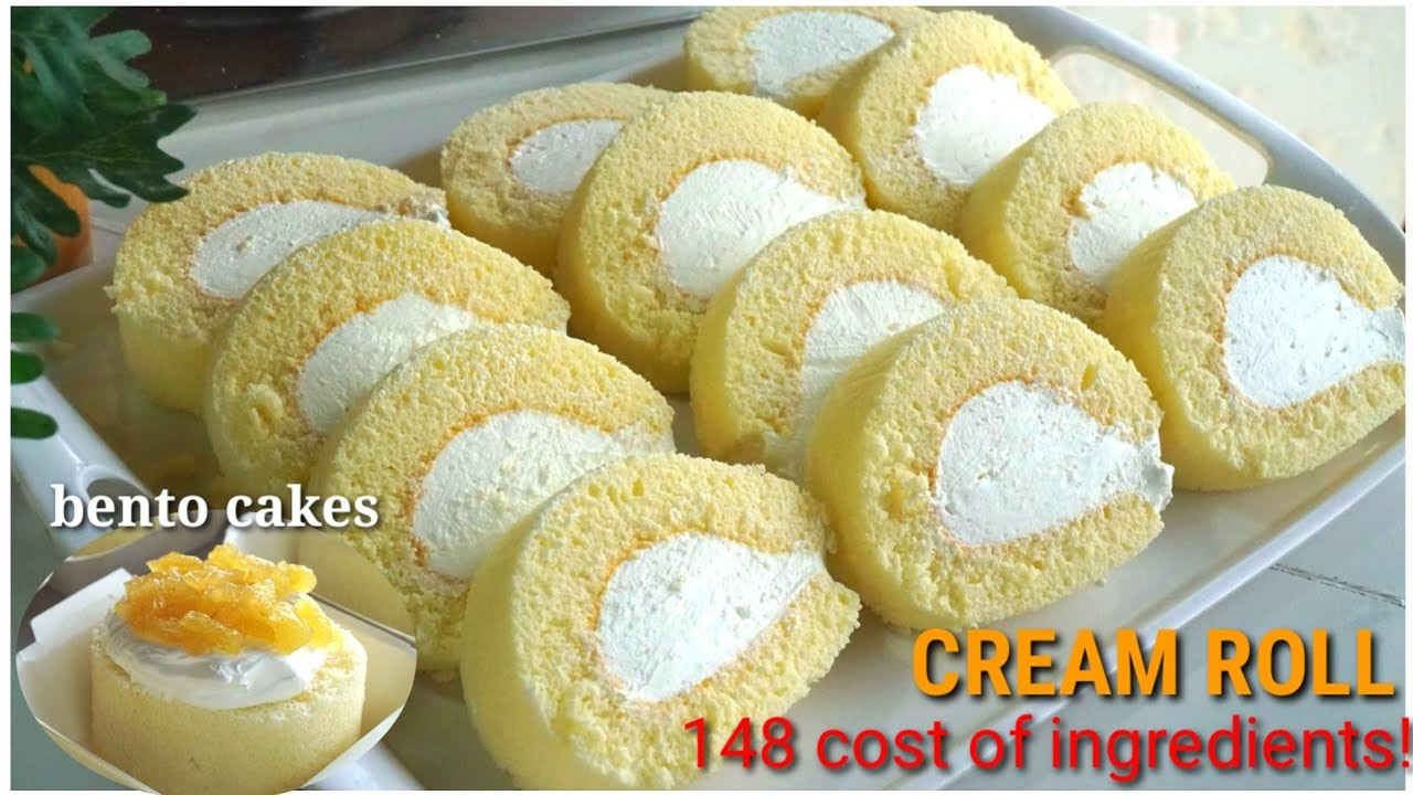 CREAM ROLLED CAKE NA PWEDE DIN BENTO CAKES! 12 PESOS PER SLICE ANG PUHUNAN!