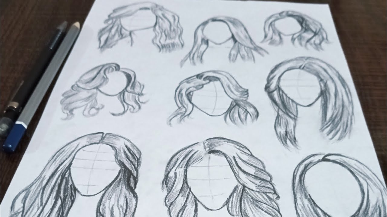 Girl Hair👩Drawing Idea|| Different Type Of Hair Sketch Tutorials