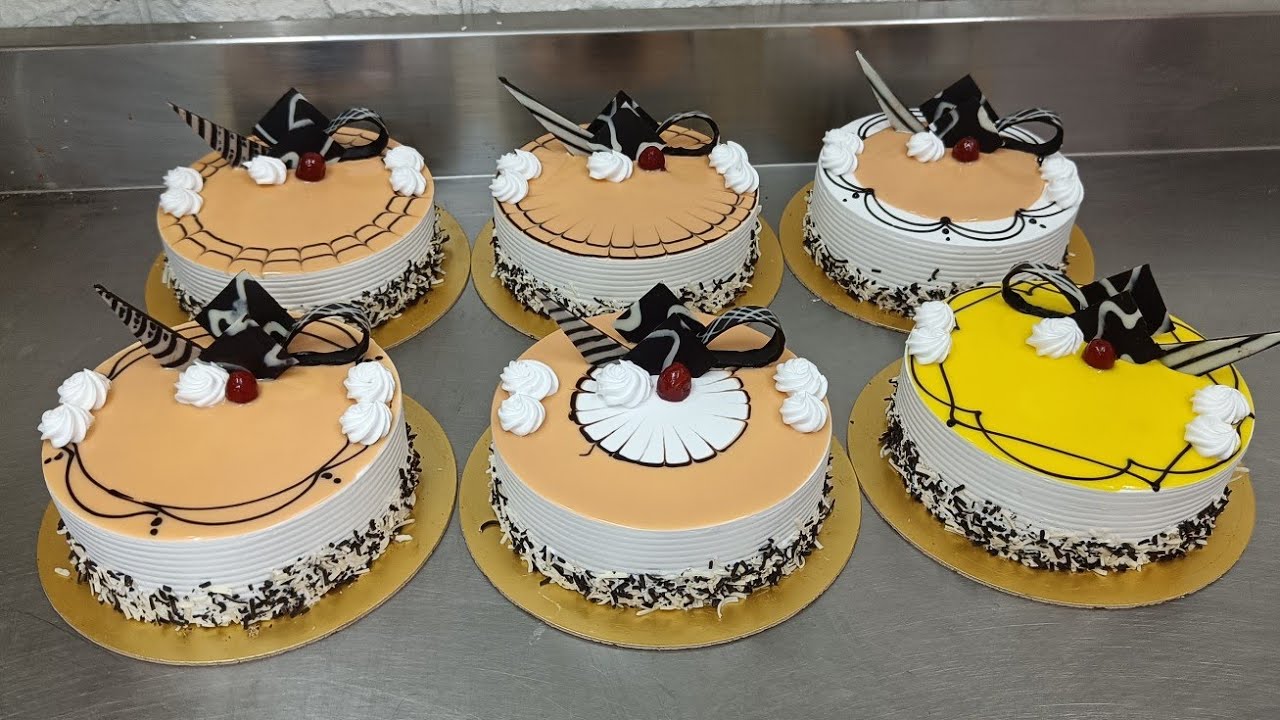 Butterscotch cake design half kg round live video 