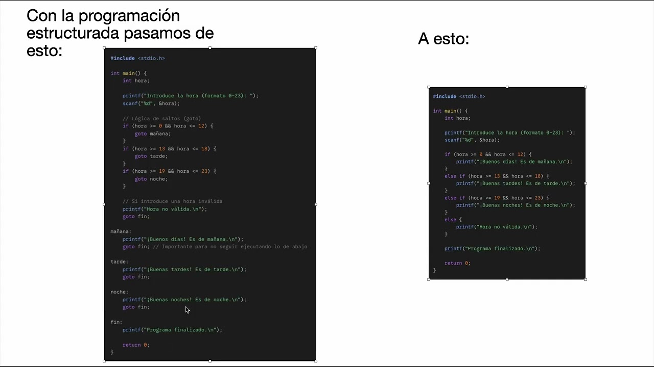 Programación estructurada vs programación desestructurada.