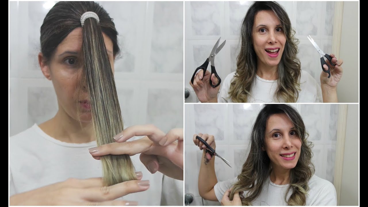 Como cortar o cabelo sozinha em casa. (repicado sem tirar o comprimento)