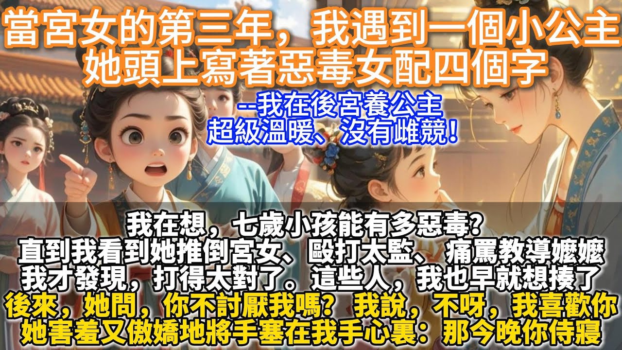 完結溫馨治癒文：當宮女的第三年，我遇到一個小公主，她頭上寫著惡毒女配四個字。我在想，七歲小孩能有多惡毒？ 直到我看到她推倒宮女、毆打太監、痛罵教導嬤嬤。我才發現，打得太對了。 這些人，我也早就想揍了。