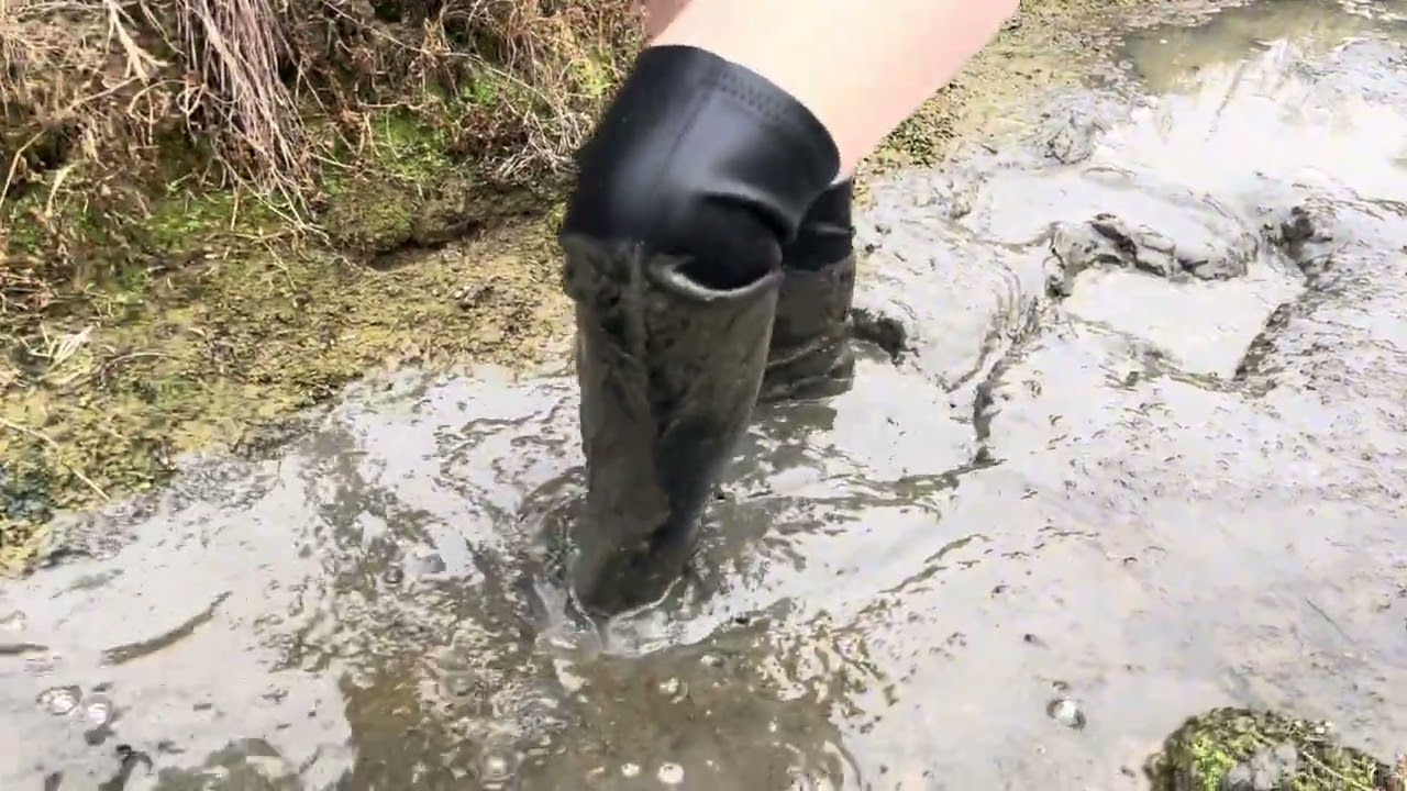Wearing boots into the mud
