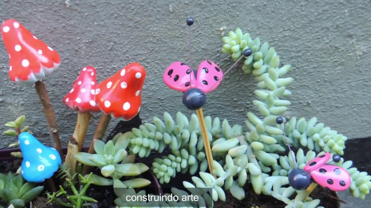 como fazer cogumelos e joaninhas para mine jardim de suculentas e cactus