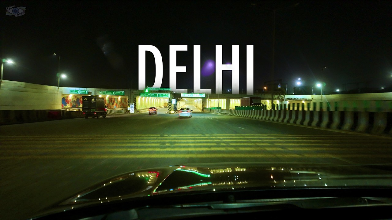 Driving in New Delhi | UER-II at Night | Airport Tunnel | 4k HDR