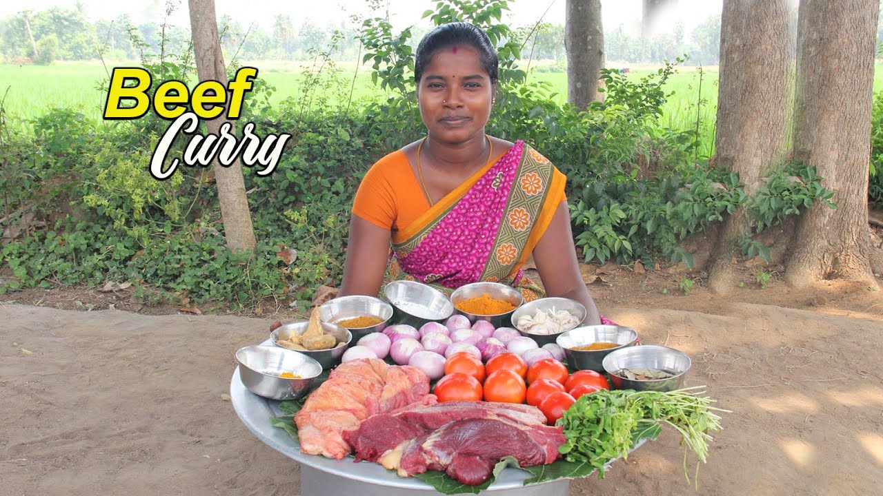 BEEF KUZHAMBU in Village Style l Tasty Beef Curry Recipe in Tamil
