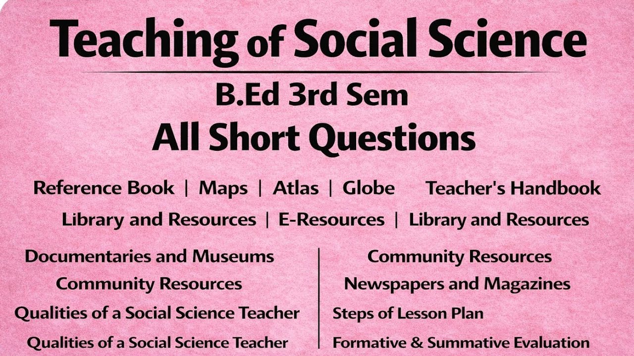 Teaching of social science all short question b.ed 3rd sem. By Trainee teacher #trainee_teacher_777 