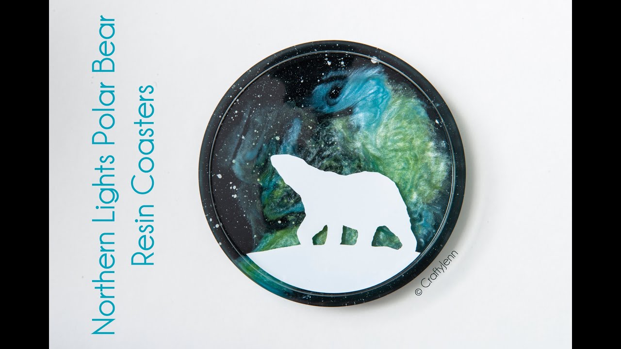 (114) Northern Lights Polar Bear Resin Coasters Tutorial