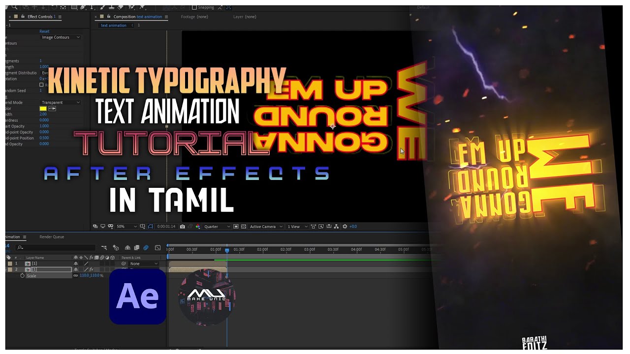 New Kinetic Typography Text Animation Tutorial in After effects In Tamil | Make UNIC