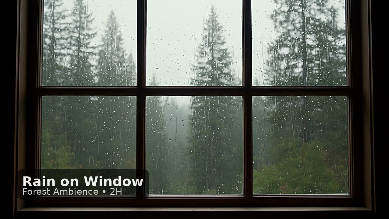 Rain on Wooden Window | Lluvia en Ventana de Madera | Relaxing Forest Ambience (2H)