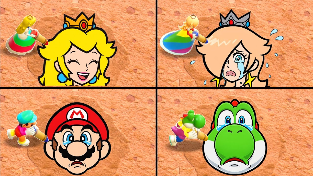 Mario Party Superstars Minigames - Rainbow Peach VS Rainbow Rosaline VS Rainbow Mario VS Yoshi