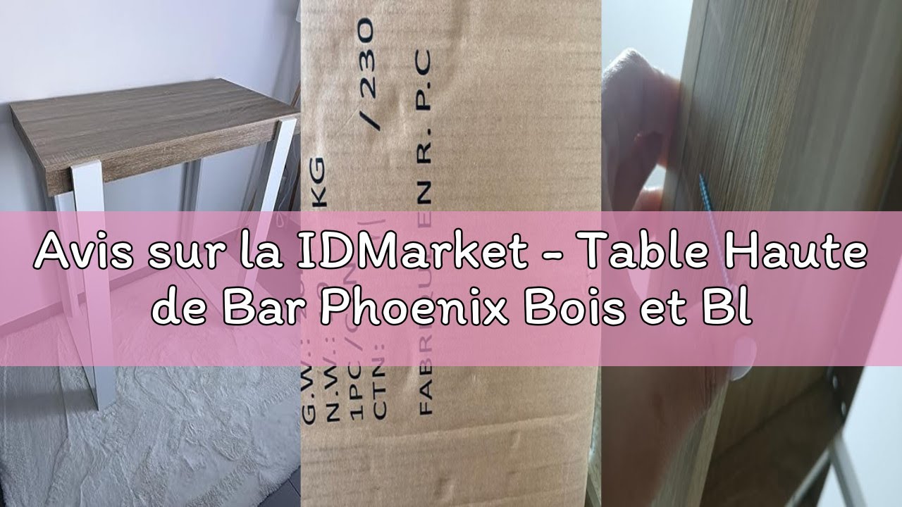Avis sur la IDMarket - Table Haute de Bar Phoenix Bois et Blanc 90 cm